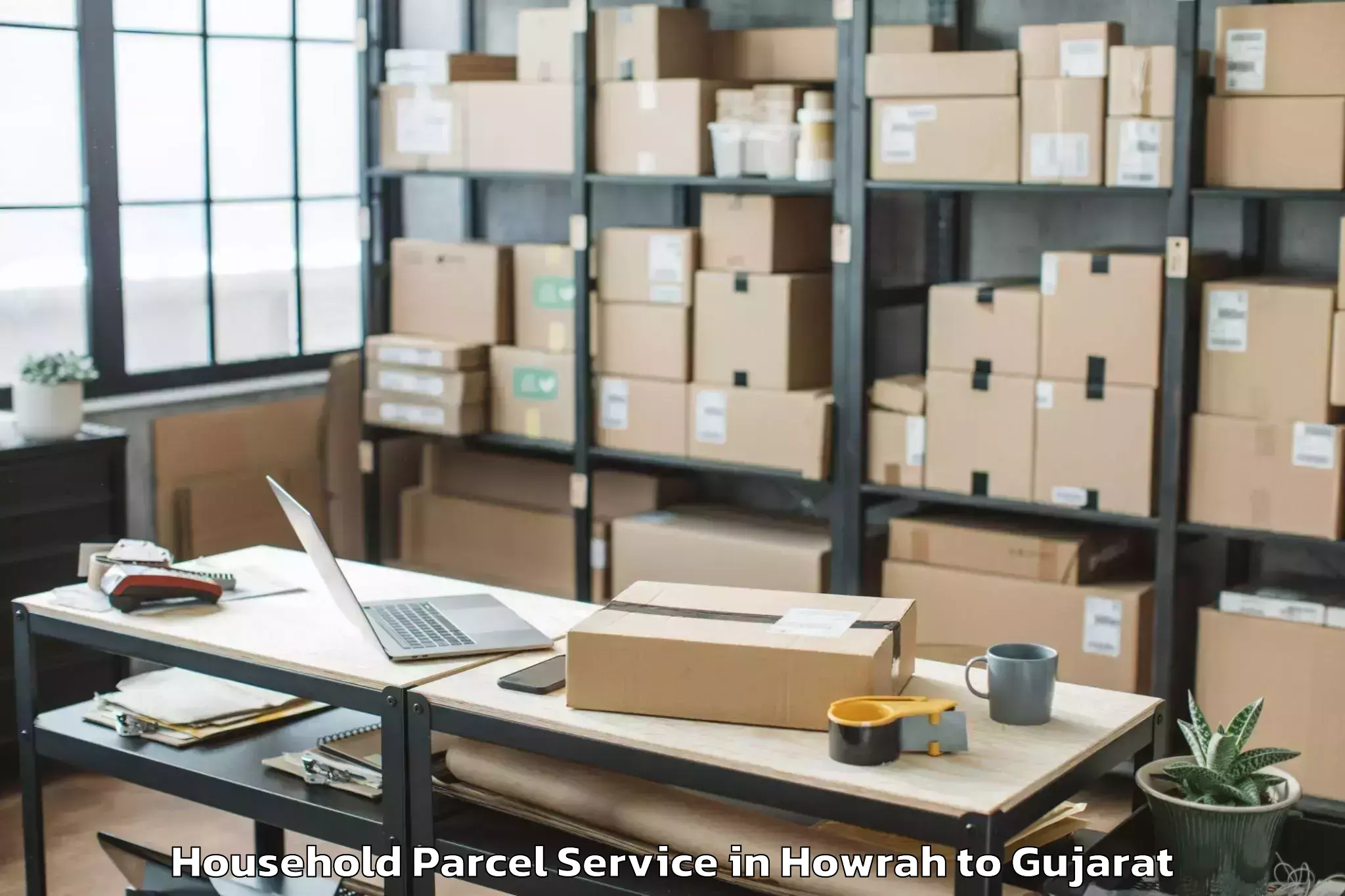 Book Your Howrah to Khambhaliya Household Parcel Today